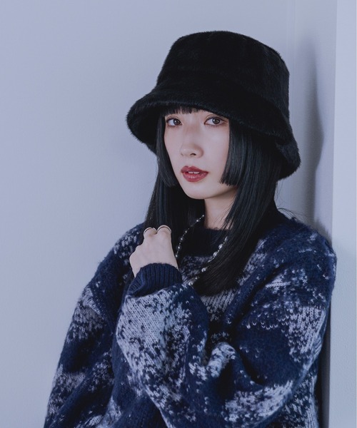 Ellno Loset(エルノロゼット)の「フェイクファーバケットハット(ハット・メンズ・ブラック・FREE)」の1枚目の写真