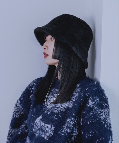 Ellno Loset(エルノロゼット)の「フェイクファーバケットハット(ハット・メンズ・ブラック・FREE)」の2枚目の写真