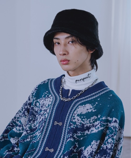 Ellno Loset(エルノロゼット)の「フェイクファーバケットハット(ハット・メンズ・ブラック・FREE)」の4枚目の写真