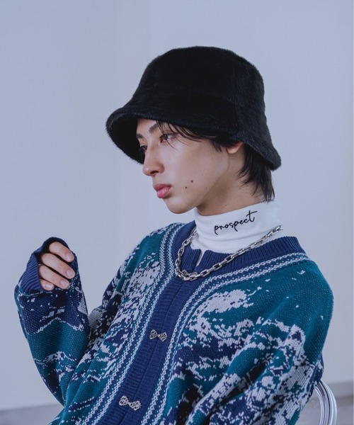 Ellno Loset(エルノロゼット)の「フェイクファーバケットハット(ハット・メンズ・ブラック・FREE)」の3枚目の写真