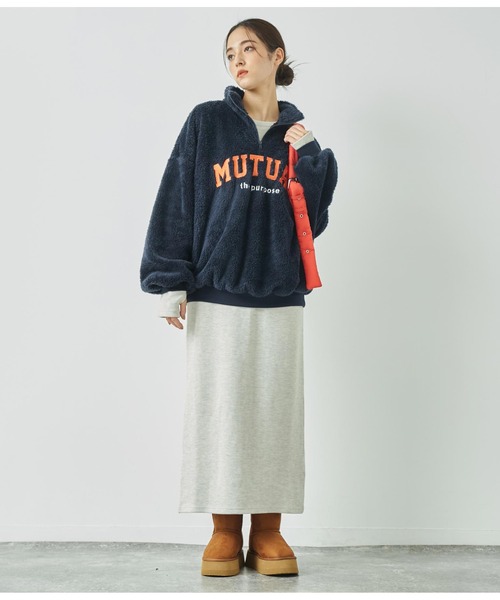 ANAP（アナップ）の「ハイネックハーフジップボアトレーナー【親子お揃い】（スウェット・レディース・グレー/ネイビー/オフホワイト・FREE）」の19枚目の写真