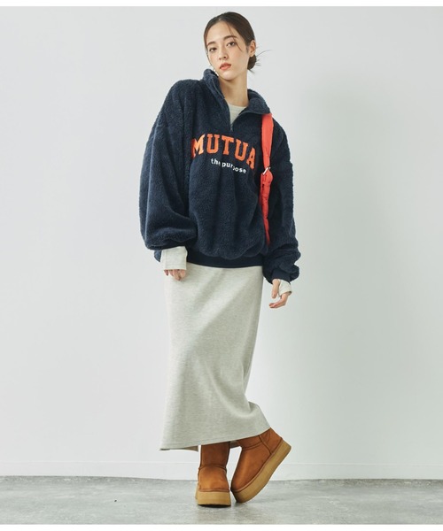 ANAP（アナップ）の「ハイネックハーフジップボアトレーナー【親子お揃い】（スウェット・レディース・グレー/ネイビー/オフホワイト・FREE）」の20枚目の写真