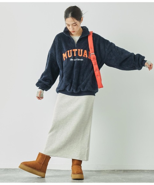 ANAP（アナップ）の「ハイネックハーフジップボアトレーナー【親子お揃い】（スウェット・レディース・グレー/ネイビー/オフホワイト・FREE）」の18枚目の写真