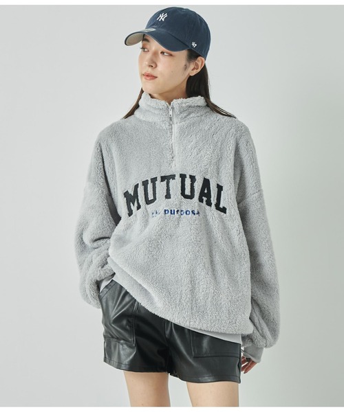 ANAP（アナップ）の「ハイネックハーフジップボアトレーナー【親子お揃い】（スウェット・レディース・グレー/ネイビー/オフホワイト・FREE）」の10枚目の写真