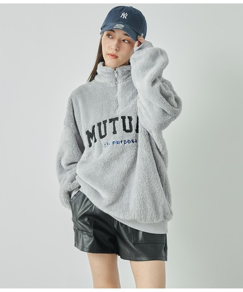 ANAP（アナップ）の「ハイネックハーフジップボアトレーナー【親子お揃い】（スウェット・レディース・グレー/ネイビー/オフホワイト・FREE）」の11枚目の写真