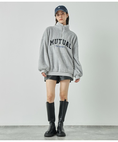 ANAP（アナップ）の「ハイネックハーフジップボアトレーナー【親子お揃い】（スウェット・レディース・グレー/ネイビー/オフホワイト・FREE）」の12枚目の写真