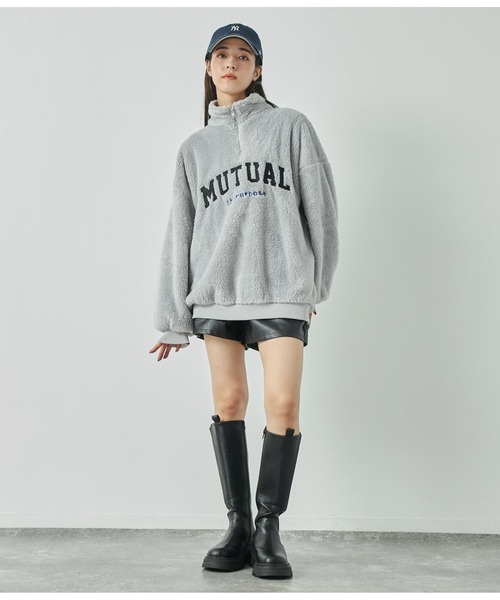 ANAP（アナップ）の「ハイネックハーフジップボアトレーナー【親子お揃い】（スウェット・レディース・グレー/ネイビー/オフホワイト・FREE）」の13枚目の写真