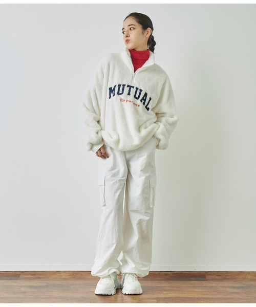 ANAP（アナップ）の「ハイネックハーフジップボアトレーナー【親子お揃い】（スウェット・レディース・グレー/ネイビー/オフホワイト・FREE）」の6枚目の写真