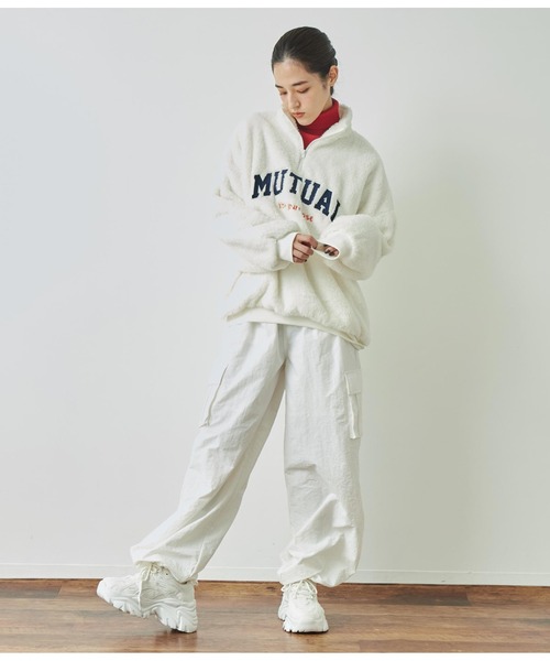 ANAP（アナップ）の「ハイネックハーフジップボアトレーナー【親子お揃い】（スウェット・レディース・グレー/ネイビー/オフホワイト・FREE）」の7枚目の写真