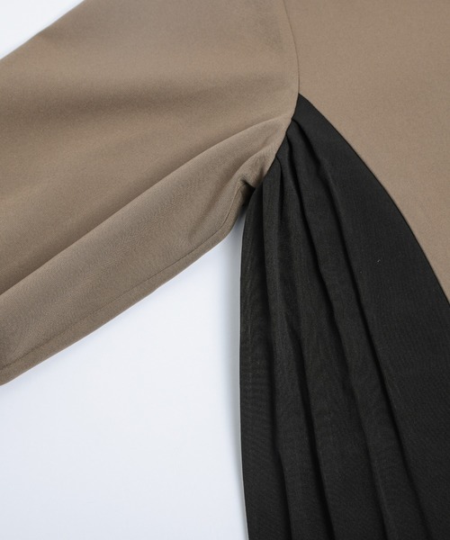 La-gemme(ラジェム)の「プリーツ切換えワンピース(ワンピース・レディース・ブラック系/ブラウン系/ベージュ系その他/ブルー系その他・フリー)」の8枚目の写真
