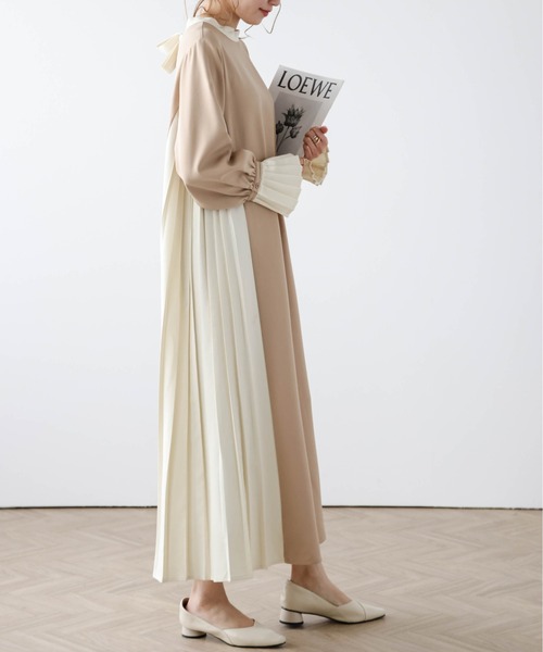 La-gemme(ラジェム)の「プリーツ切換えワンピース(ワンピース・レディース・ブラック系/ブラウン系/ベージュ系その他/ブルー系その他・フリー)」の19枚目の写真