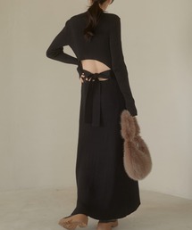 Back tie flare long ワンピース