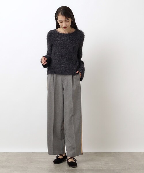 OPAQUE.CLIP（オペークドットクリップ）の「◆サイドライン落ち感ワイドパンツ/ウールライク【洗濯機洗い可】（その他パンツ・レディース・グレー/ネイビー・36/40/38）」の3枚目の写真