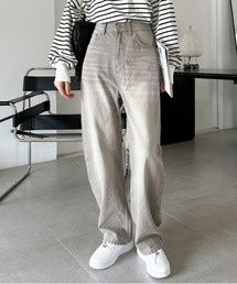 【5色展開】 カーブデニムパンツ デニムパンツ ハイウエスト カーブ デニム ワイドパンツ