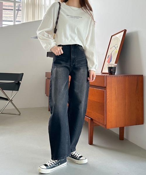 COCOMOMO(ココモモ)の「【5色展開】 カーブデニムパンツ デニムパンツ ハイウエスト カーブ デニム ワイドパンツ(デニムパンツ・レディース・ライトブルー/グレー/ブラック/ダークブルー/ホワイト・S/M/L)」の13枚目の写真