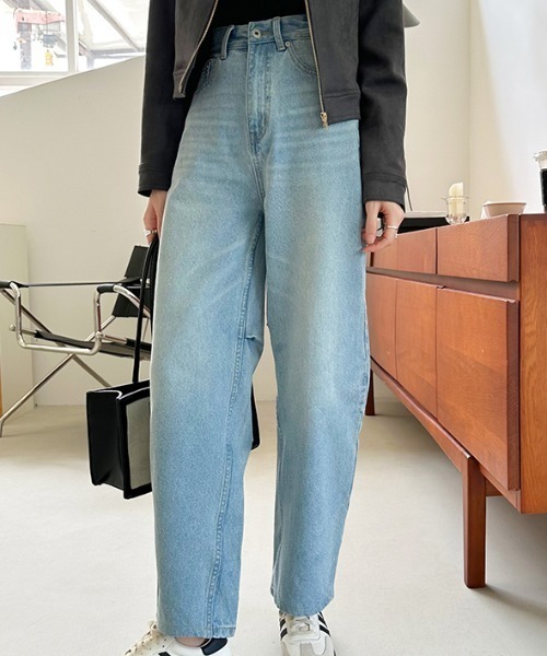 セール】【5色展開】 カーブデニムパンツ デニムパンツ ハイ