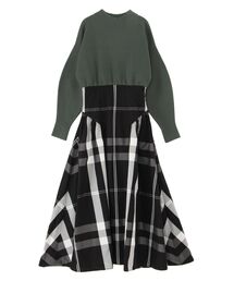 LAGUNAMOON | チェックタフタドッキングワンピース(ワンピース)