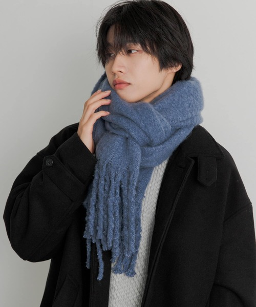 SENSE OF PLACE by URBAN RESEARCH(センスオブプレイスバイアーバンリサーチ)の「『ユニセックス』フリンジストール(ストール/ショール・メンズ・グレー/ブルー/ブラック/ライトベージュ・ONE)」の4枚目の写真