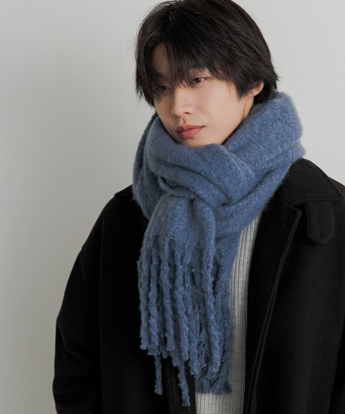 SENSE OF PLACE by URBAN RESEARCH(センスオブプレイスバイアーバンリサーチ)の「『ユニセックス』フリンジストール(ストール/ショール・メンズ・グレー/ブルー/ブラック/ライトベージュ・ONE)」の5枚目の写真