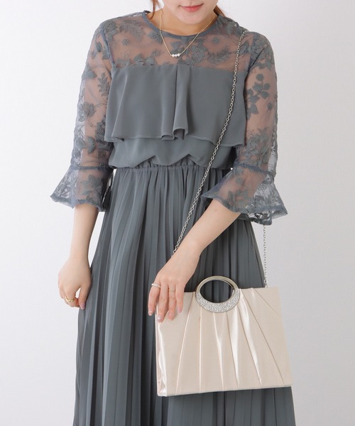 Lace Ladies(レースレディース)の「メタル ハンドル ビジュー付き スクエア ハンド バッグ(クラッチバッグ・レディース・ブラック/ベージュ・FREE)」の19枚目の写真