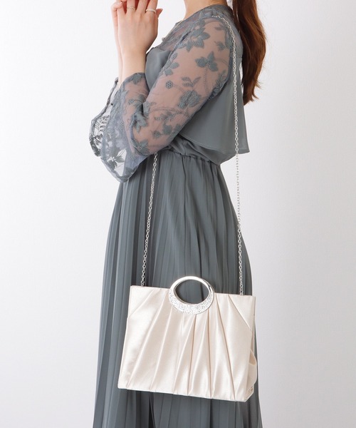Lace Ladies(レースレディース)の「メタル ハンドル ビジュー付き スクエア ハンド バッグ(クラッチバッグ・レディース・ブラック/ベージュ・FREE)」の20枚目の写真