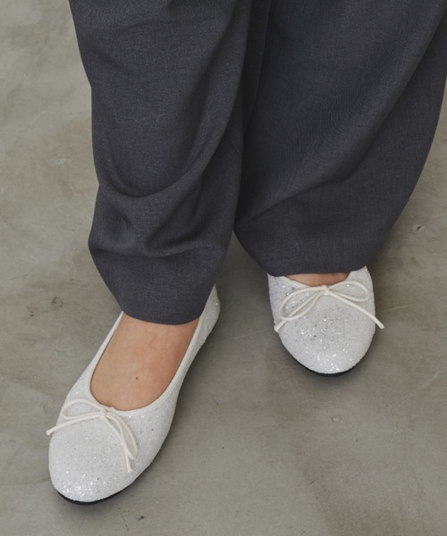 Aunt Marie's（アントマリーズ）の「ラメリボンバレーシューズ（バレエシューズ・レディース・ブラック/ホワイト/シルバー・M/S/L）」の5枚目の写真