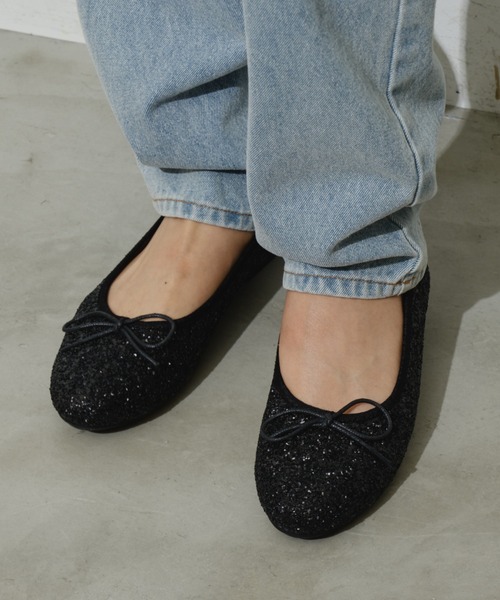 Aunt Marie's（アントマリーズ）の「ラメリボンバレーシューズ（バレエシューズ・レディース・ブラック/ホワイト/シルバー・M/S/L）」の7枚目の写真