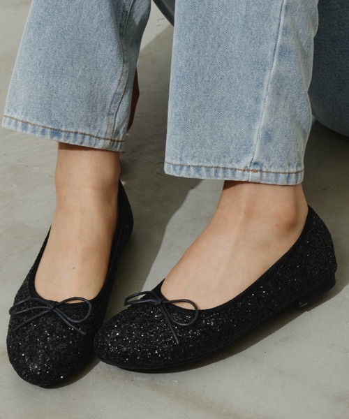 Aunt Marie's（アントマリーズ）の「ラメリボンバレーシューズ（バレエシューズ・レディース・ブラック/ホワイト/シルバー・M/S/L）」の8枚目の写真