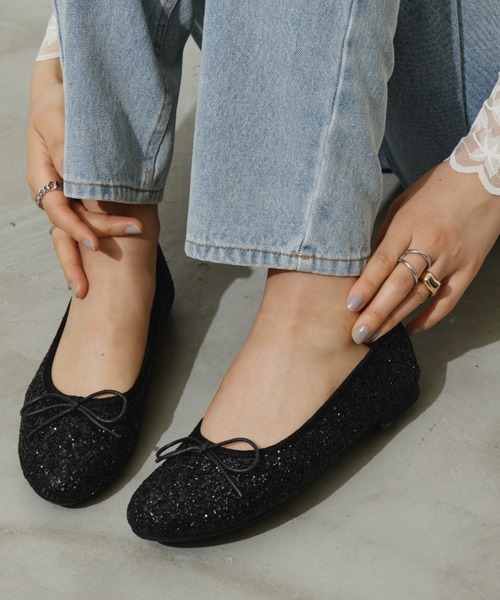 Aunt Marie's（アントマリーズ）の「ラメリボンバレーシューズ（バレエシューズ・レディース・ブラック/ホワイト/シルバー・M/S/L）」の9枚目の写真