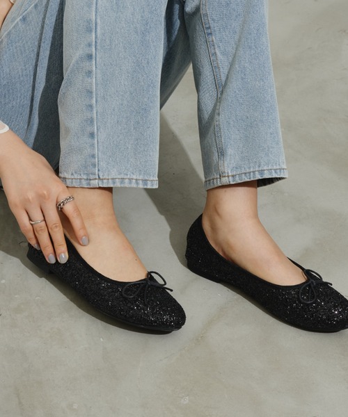 Aunt Marie's（アントマリーズ）の「ラメリボンバレーシューズ（バレエシューズ・レディース・ブラック/ホワイト/シルバー・M/S/L）」の10枚目の写真