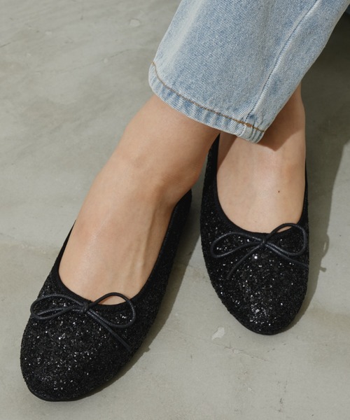 Aunt Marie's（アントマリーズ）の「ラメリボンバレーシューズ（バレエシューズ・レディース・ブラック/ホワイト/シルバー・M/S/L）」の11枚目の写真