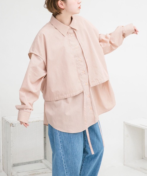 KBF（ケイビーエフ）の「ストライプレイヤードBIGシャツ（シャツ/ブラウス・レディース・ブルー系その他/ホワイト系その他/ベージュ系その他・ONE）」の21枚目の写真