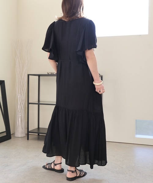ULEULA(ウルア)の「裾ティアードフリルスリーブワンピース(ワンピース・レディース・ブラック/ブラウン/ピンク/グリーン・FREE)」の9枚目の写真