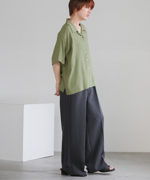 select MOCA(セレクトモカ)の「クリンクルオープンカラーシャツ(シャツ/ブラウス・レディース・ホワイト/カーキオリーブ/サックスブルー・FREE)」の13枚目の写真