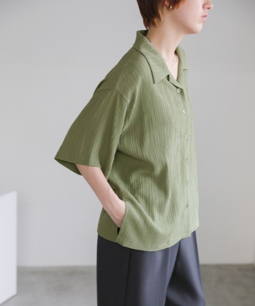 セール】クリンクルオープンカラーシャツ（シャツ/ブラウス）｜select