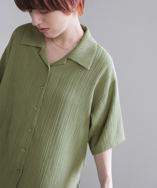 select MOCA(セレクトモカ)の「クリンクルオープンカラーシャツ(シャツ/ブラウス・レディース・ホワイト/カーキオリーブ/サックスブルー・FREE)」の15枚目の写真