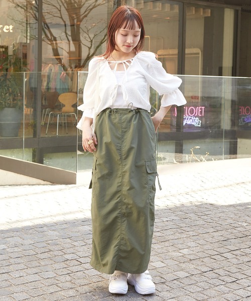 w closet（ダブルクローゼット）の「【２WAY】リボンレース付きギンガムプルオーバー（シャツ/ブラウス・レディース・ブラック/サックスブルー/オフホワイト・FREE）」の16枚目の写真