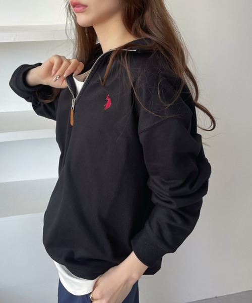 U.S. POLO ASSN.(ユーエスポロアッスン)の「U.S. POLO ASSN.ハーフジップ(スウェット・レディース・ブラック/グレー/オフホワイト/グリーン系その他/ネイビー・L/M)」の8枚目の写真