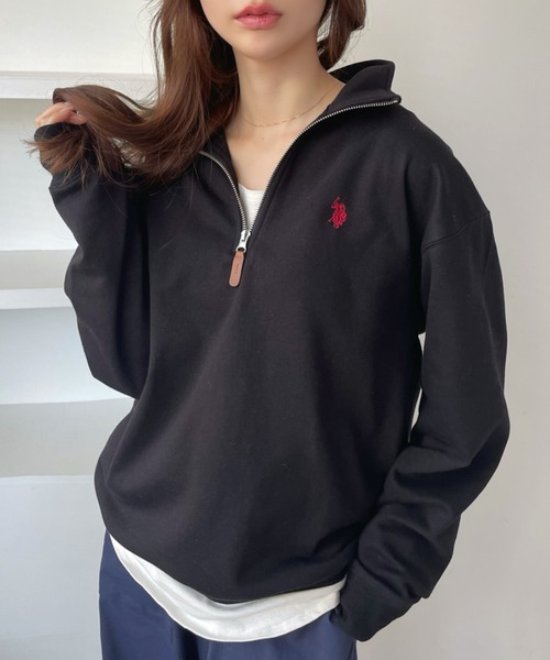 U.S. POLO ASSN.(ユーエスポロアッスン)の「U.S. POLO ASSN.ハーフジップ(スウェット・レディース・ブラック/グレー/オフホワイト/グリーン系その他/ネイビー・L/M)」の6枚目の写真