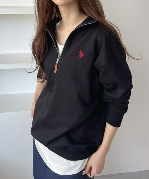U.S. POLO ASSN.(ユーエスポロアッスン)の「U.S. POLO ASSN.ハーフジップ(スウェット・レディース・ブラック/グレー/オフホワイト/グリーン系その他/ネイビー・L/M)」の9枚目の写真