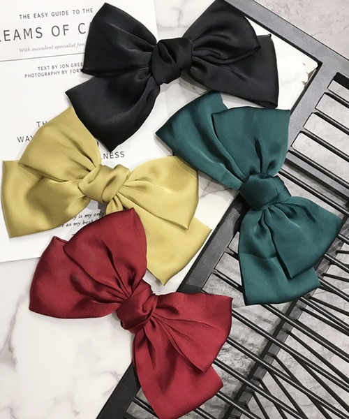 SHEPP（シープ）の「カラフルリボン ヘアアクセ/バレッタ（バレッタ/ヘアクリップ・レディース・ブラック/ネイビー/パープル/イエロー/レッド/ピンク/グリーン・FREE）」の8枚目の写真