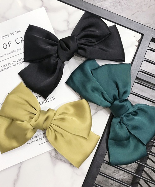 SHEPP（シープ）の「カラフルリボン ヘアアクセ/バレッタ（バレッタ/ヘアクリップ・レディース・ブラック/ネイビー/パープル/イエロー/レッド/ピンク/グリーン・FREE）」の9枚目の写真