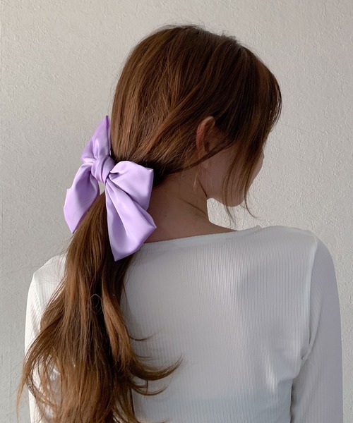 SHEPP（シープ）の「カラフルリボン ヘアアクセ/バレッタ（バレッタ/ヘアクリップ・レディース・ブラック/ネイビー/パープル/イエロー/レッド/ピンク/グリーン・FREE）」の15枚目の写真