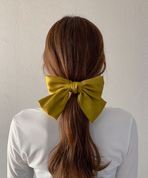 SHEPP（シープ）の「カラフルリボン ヘアアクセ/バレッタ（バレッタ/ヘアクリップ・レディース・ブラック/ネイビー/パープル/イエロー/レッド/ピンク/グリーン・FREE）」の19枚目の写真