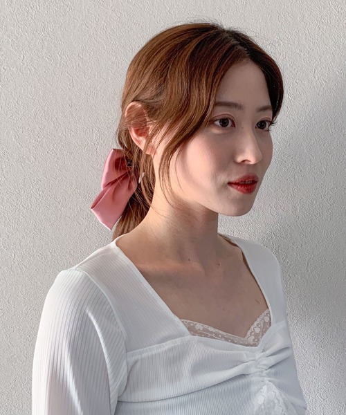 SHEPP（シープ）の「カラフルリボン ヘアアクセ/バレッタ（バレッタ/ヘアクリップ・レディース・ブラック/ネイビー/パープル/イエロー/レッド/ピンク/グリーン・FREE）」の20枚目の写真