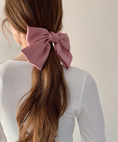 SHEPP（シープ）の「カラフルリボン ヘアアクセ/バレッタ（バレッタ/ヘアクリップ・レディース・ブラック/ネイビー/パープル/イエロー/レッド/ピンク/グリーン・FREE）」の21枚目の写真