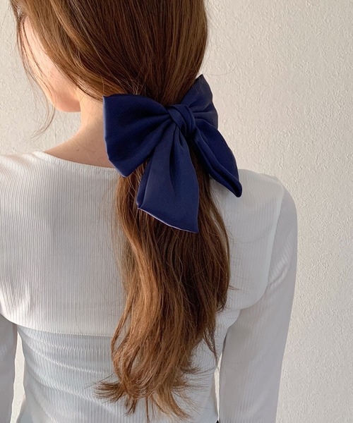 SHEPP（シープ）の「カラフルリボン ヘアアクセ/バレッタ（バレッタ/ヘアクリップ・レディース・ブラック/ネイビー/パープル/イエロー/レッド/ピンク/グリーン・FREE）」の22枚目の写真