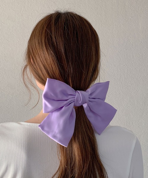 SHEPP（シープ）の「カラフルリボン ヘアアクセ/バレッタ（バレッタ/ヘアクリップ・レディース・ブラック/ネイビー/パープル/イエロー/レッド/ピンク/グリーン・FREE）」の9枚目の写真