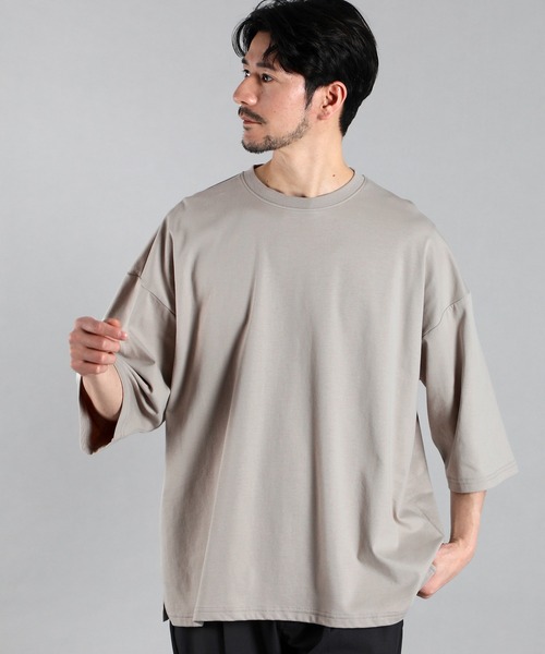 LANVIN en Bleu（ランバンオンブルー）の「2層構造 クールマックス オーバーサイズ シンプルTシャツ（Tシャツ/カットソー・メンズ・ブルーグレー/ブラック/グレイッシュベージュ/ホワイト・52/50/48/46）」の4枚目の写真