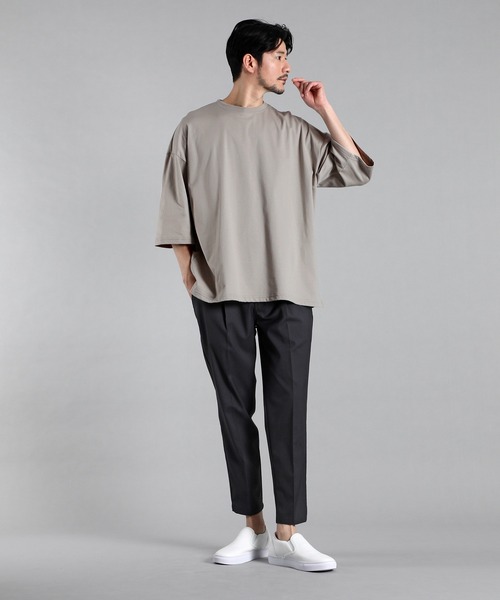 LANVIN en Bleu（ランバンオンブルー）の「2層構造 クールマックス オーバーサイズ シンプルTシャツ（Tシャツ/カットソー・メンズ・ブルーグレー/ブラック/グレイッシュベージュ/ホワイト・52/50/48/46）」の16枚目の写真